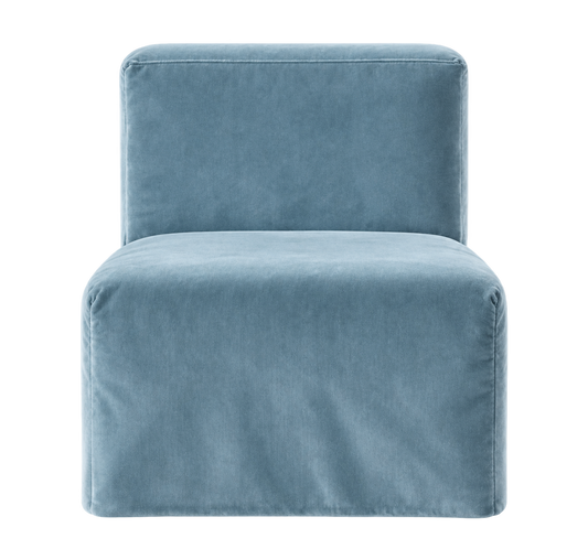 One-off ice blue velvet chair
